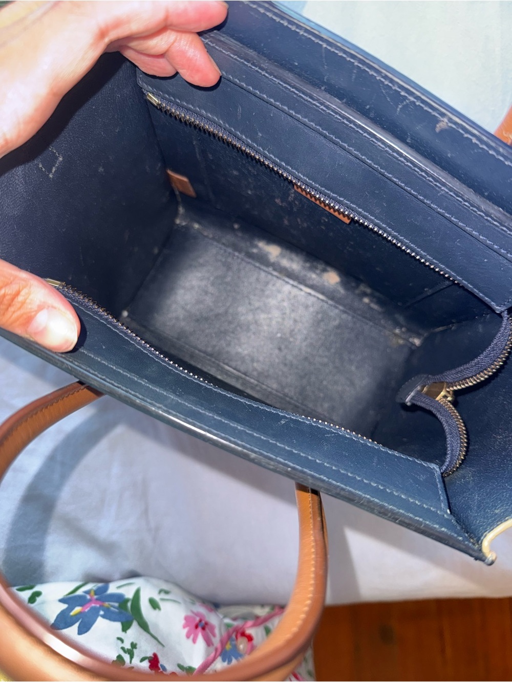Celine Tri-Tone Nano Luggage Tote in Cream, Black & Brown - Picture 7 of 8